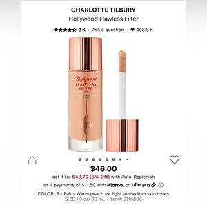 Charlotte Tilbury flawless filter shade 3 (fair) - 1.0 fl. oz.